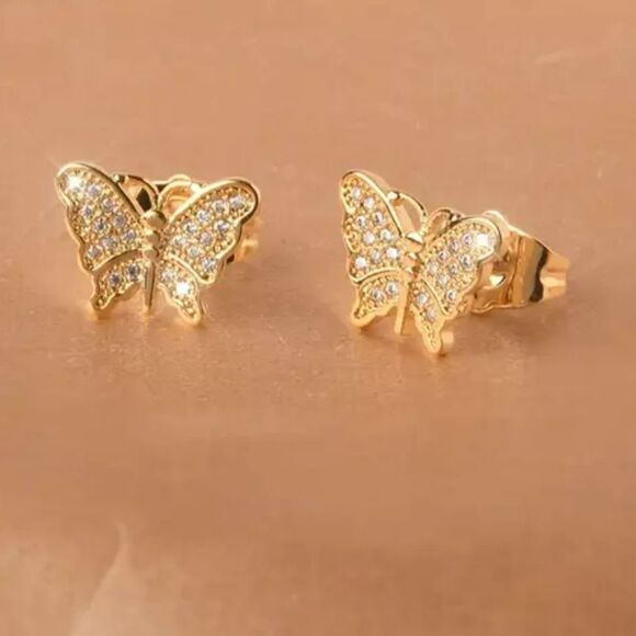 Jewelry - "Winona" 18k Sparkle Luxe CZ Butterfly Stud Earrings